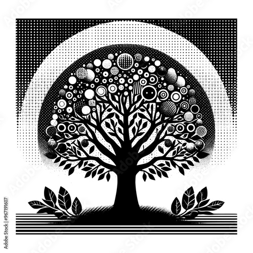 tree with pop art style design