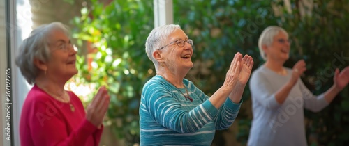 Elderly Women Exercising Together