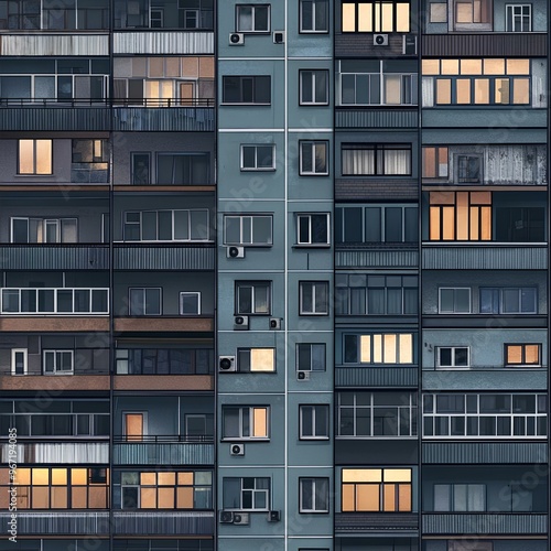 night seamless facade of a building