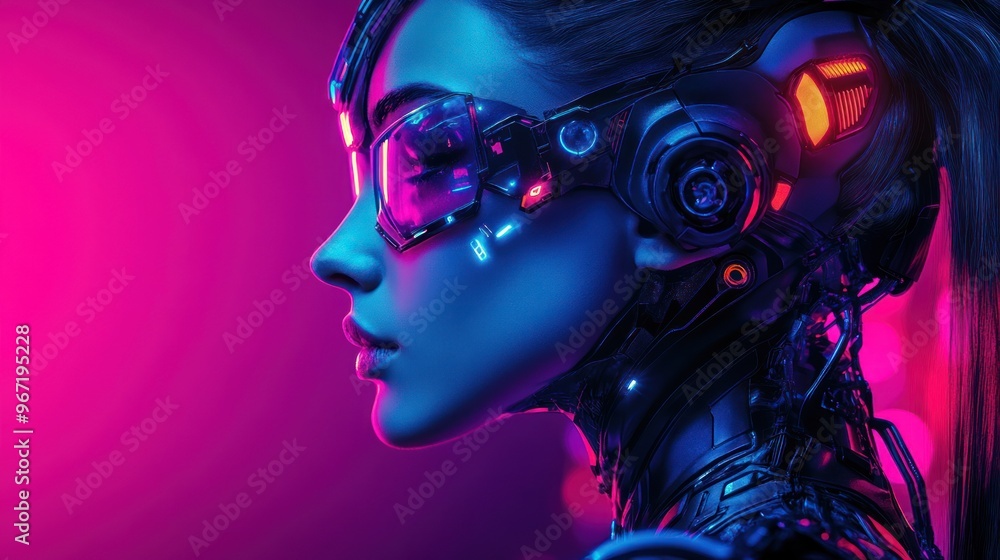 Cyberpunk Woman with Neon Lights Cyberpunk Woman with Neon Lights