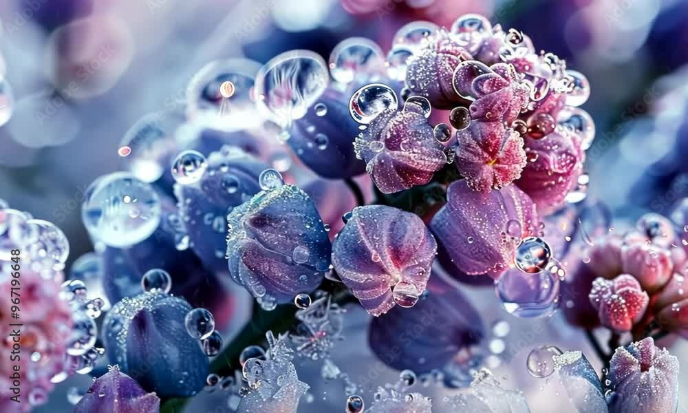 abstract background close up of frozen hyacinth flowers in ice Video abstract background close up of frozen hyacinth flowers in ice Video