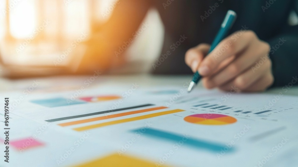 Focused Business Analyst Diligently Crafting a Detailed Growth Strategy Report Surrounded by Relevant Documents and Charts Focused Business Analyst Diligently Crafting a Detailed Growth Strategy Report Surrounded by Relevant Documents and Charts