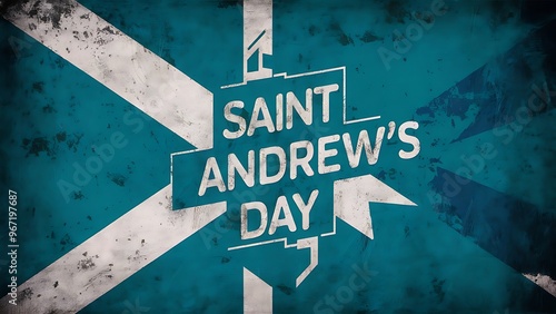 Saint Andrew’s Day, Scottish Flag, Saint Andrew’s Day Poster, Saint Andrew’s Banner, Poster, illustration Art  photo