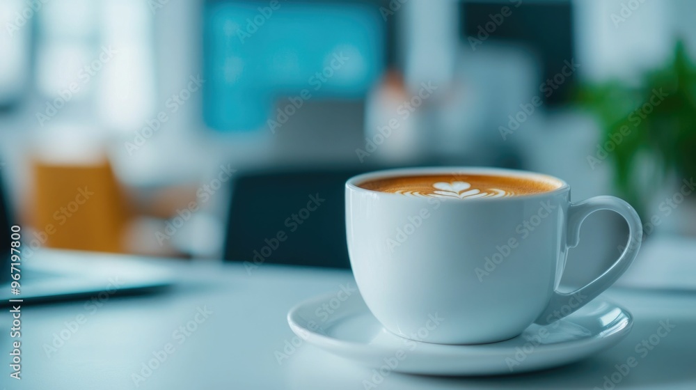 Group of Professionals Collaborating on Market Analysis and Strategic Insights Over a Cup of Coffee in the Corporate Office Setting