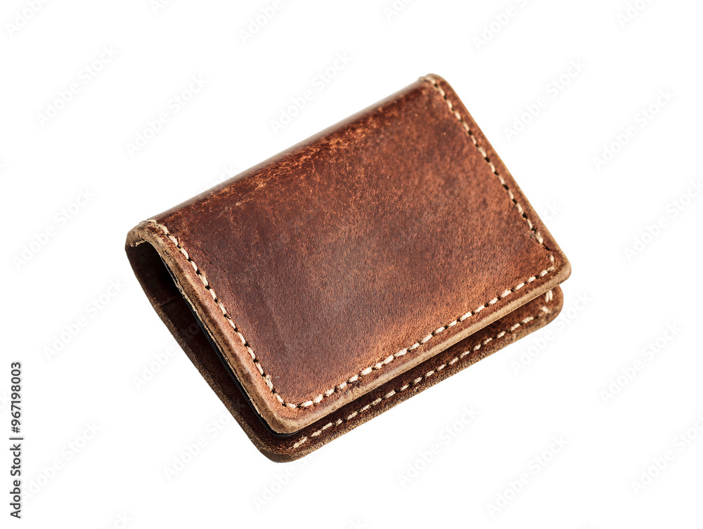 a brown leather wallet with stitching a brown leather wallet with stitching