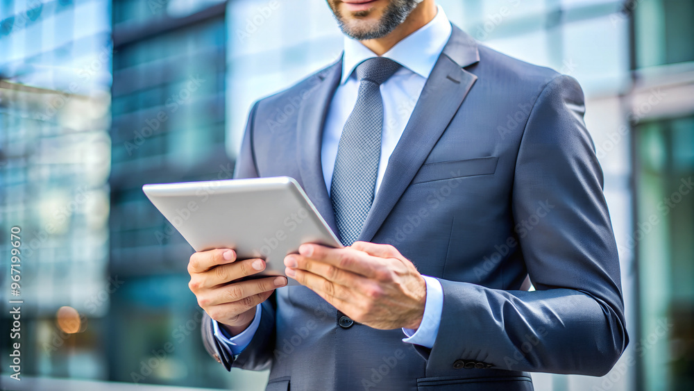 Businessman Holding Tablet Computer - Close-up Businessman Holding Tablet Computer - Close-up