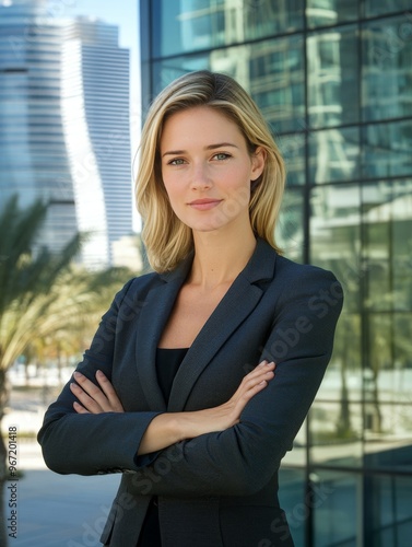 Confident Businesswoman in a Modern City Setting.