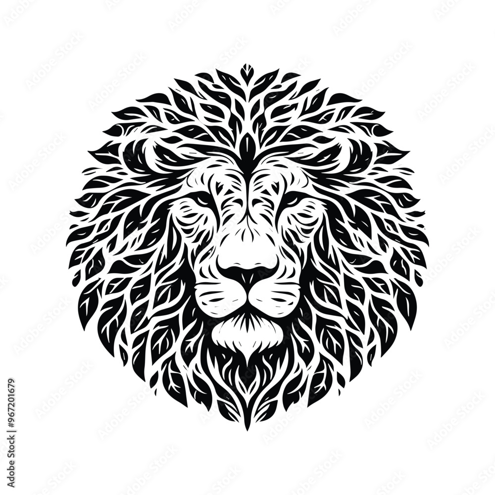 Lion made by simple botanical drawing, black and white animal illustration black and white animal illustration Lion made by simple botanical drawing, black and white animal illustration black and white animal illustration