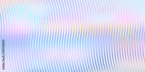 Glass corrugated ribbed waves texture, holographic effect, template background, cover, wallpaper, vector