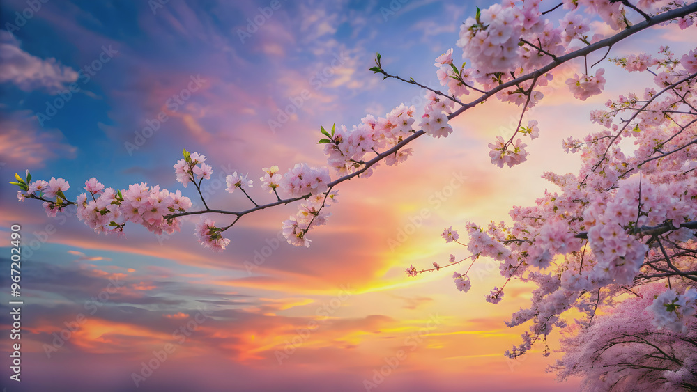 Soft pastel colors of dawn sky blending with hues of spring flowers in bloom, dawn sky, pastel colors, soft, spring flowers Soft pastel colors of dawn sky blending with hues of spring flowers in bloom, dawn sky, pastel colors, soft, spring flowers