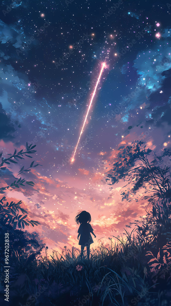 Fototapeta premium Generative AI Lo-Fi music picture Fantasy Shooting star 
