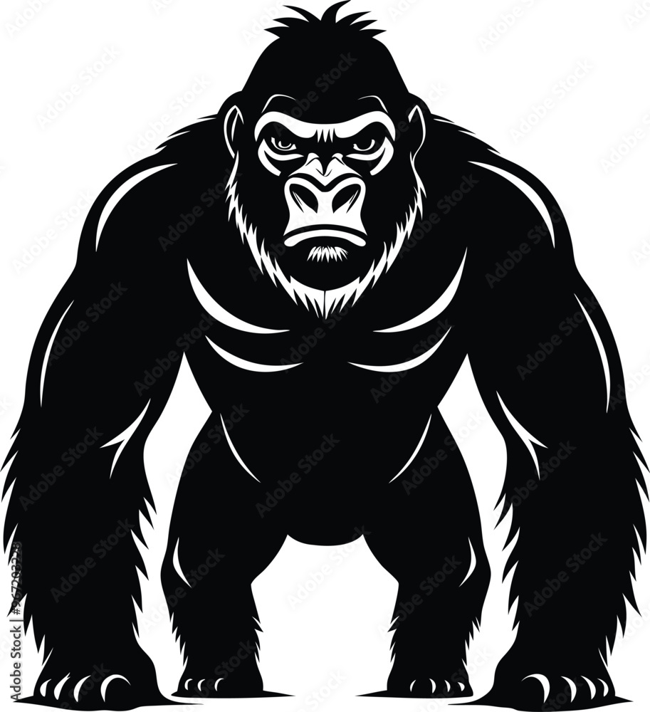 black gorilla vector illustration silhouette, Print black gorilla vector illustration silhouette, Print