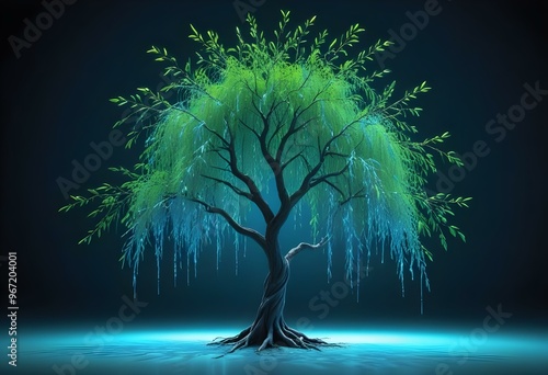 An isolated tree on white and different colour  background photo