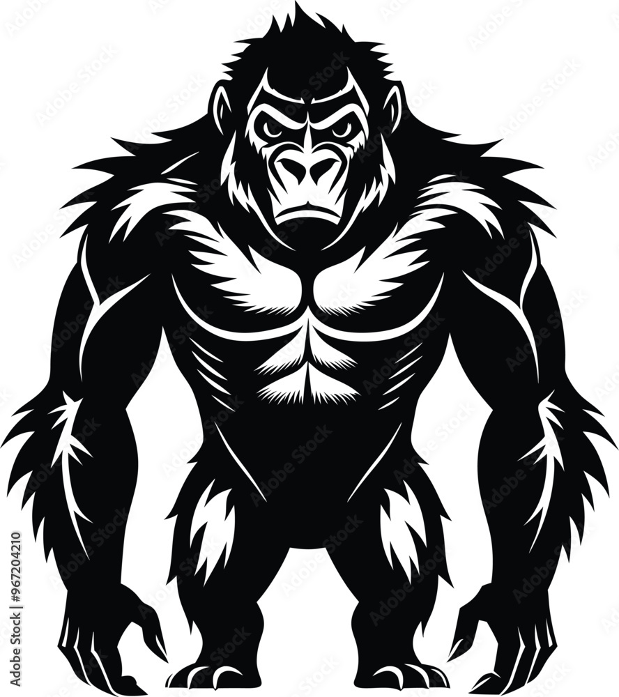 black gorilla vector illustration silhouette, Print black gorilla vector illustration silhouette, Print