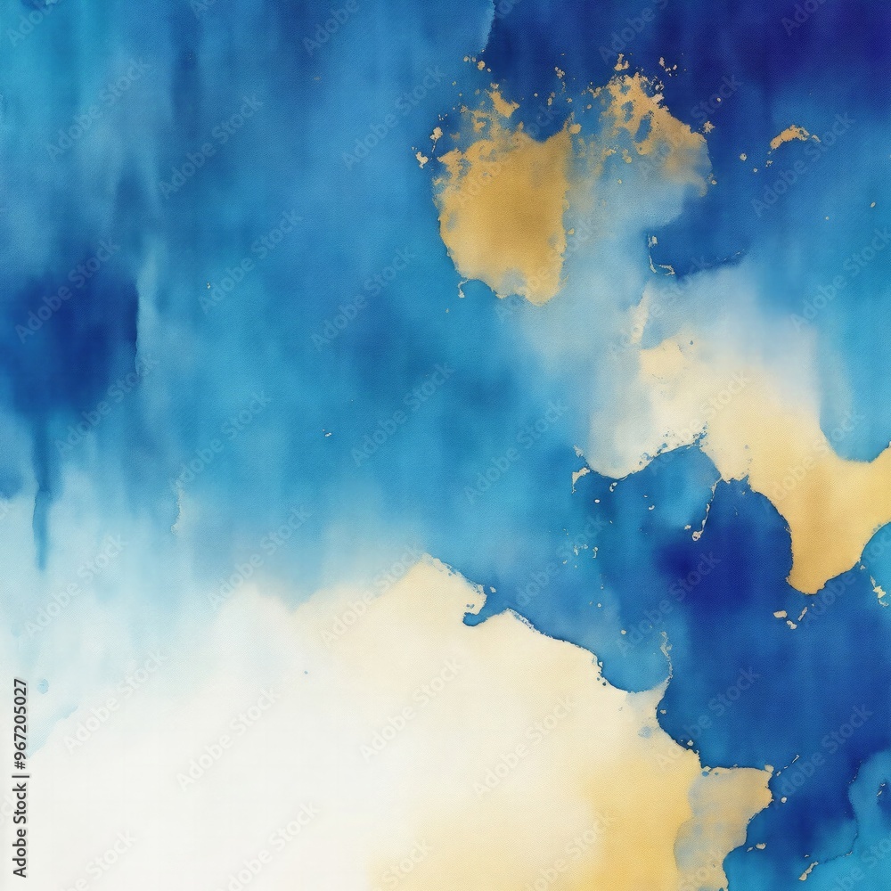 Obraz premium Abstract Dark Blue, Teal, and Gold Watercolor Grunge Texture Background
