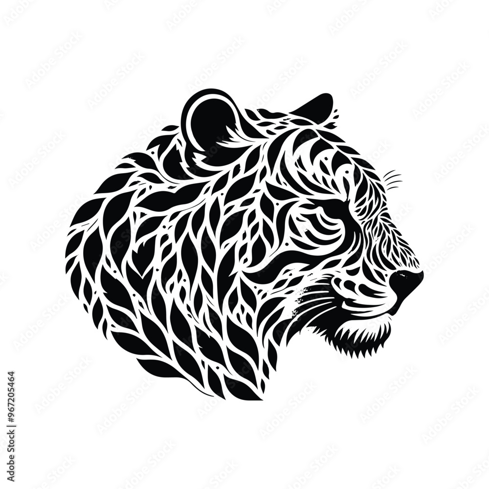 Tiger made by simple botanical drawing, black and white animal illustration black and white animal illustration Tiger made by simple botanical drawing, black and white animal illustration black and white animal illustration
