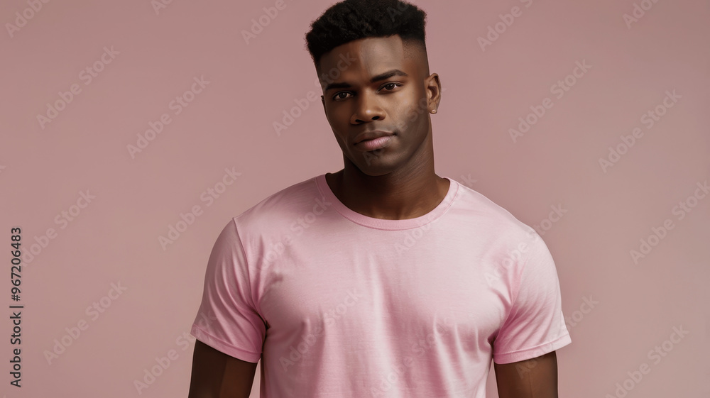 Black man in a pink white T-shirt Black man in a pink white T-shirt