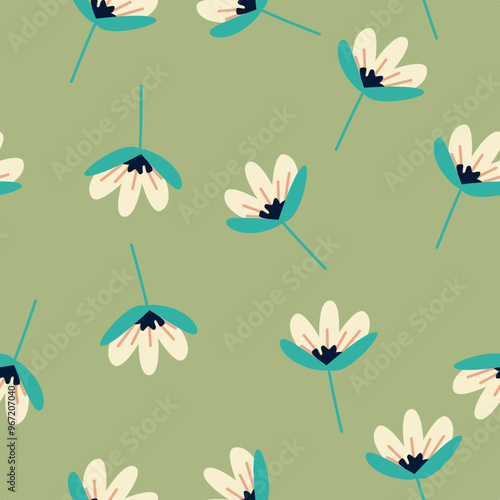 Floral Botanical seamless patern for background, fabric, or wallpaper. Beautiful pattern for fashion. Vector Eps
