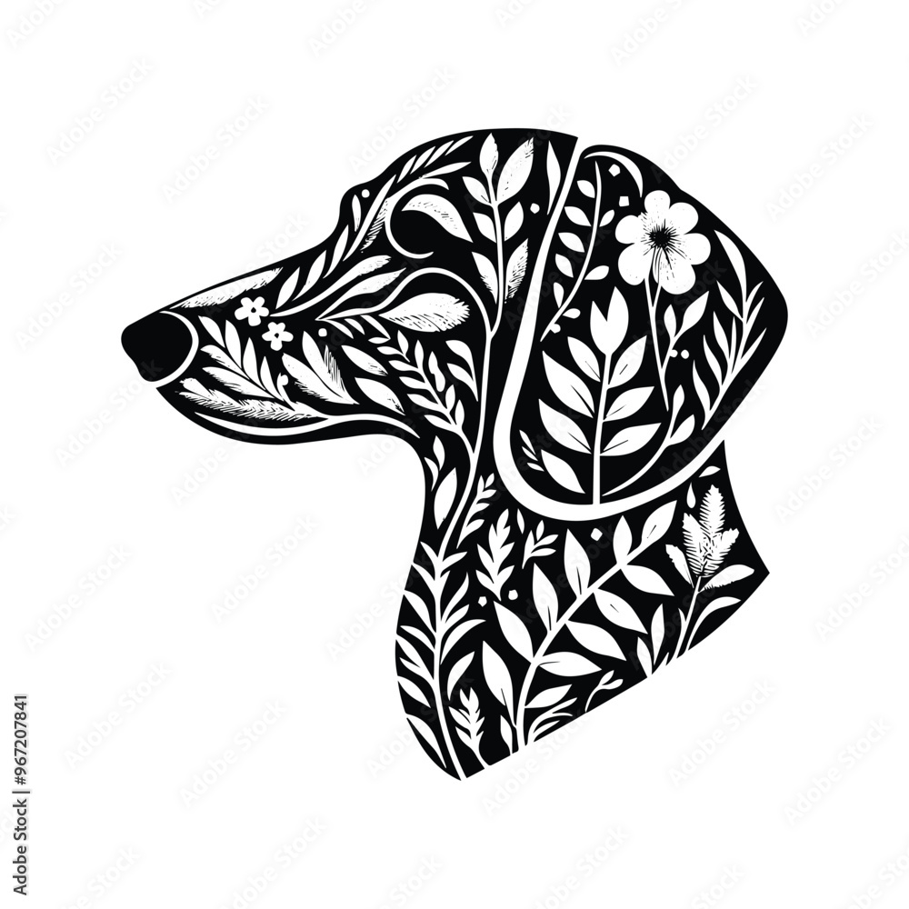 Dachshund dog made by simple botanical drawing, black and white animal illustration black and white animal illustration Dachshund dog made by simple botanical drawing, black and white animal illustration black and white animal illustration