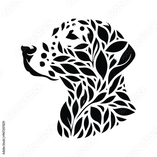 dalmatian dog made by simple botanical drawing, black and white animal illustration black and white animal illustration