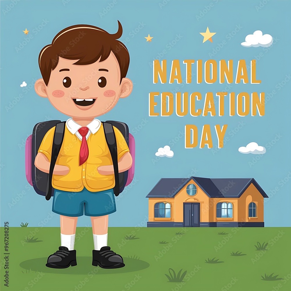 National Education Day, with books and backpack National Education Day, with books and backpack