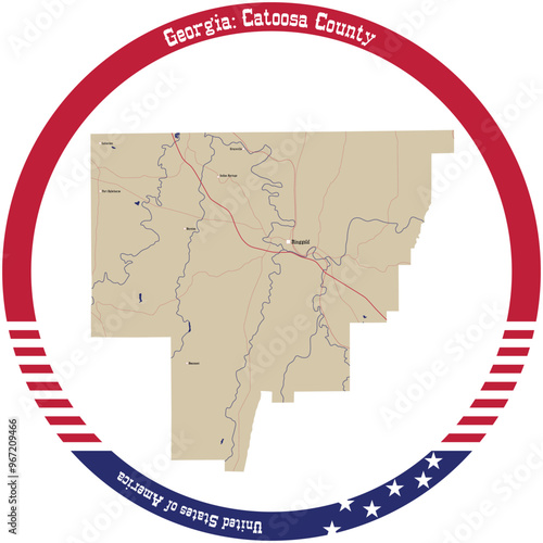 Map of Catoosa County in Georgia, USA arranged in a circle. photo