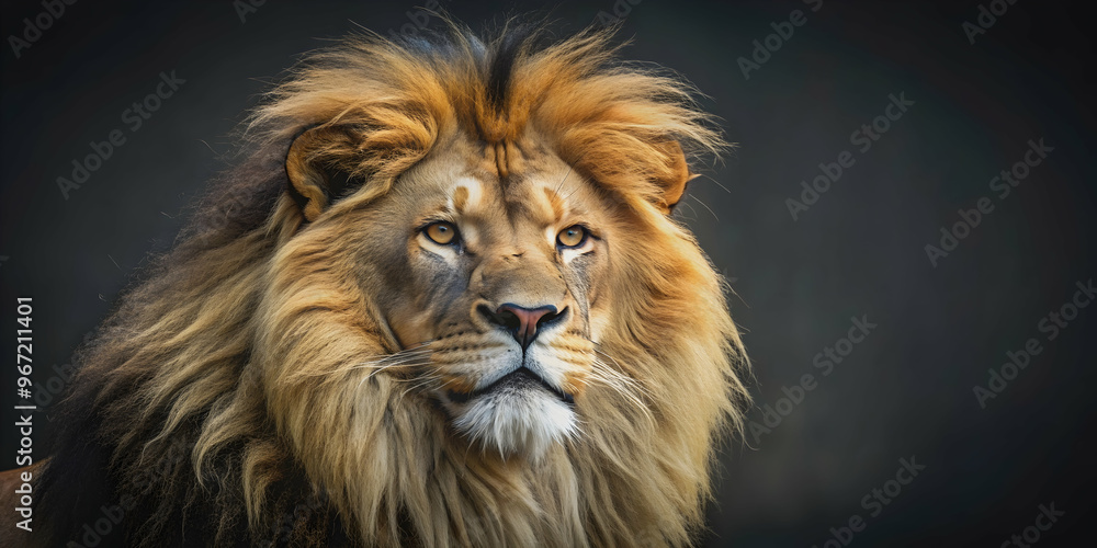 Lion staring fiercely with a majestic mane , wildlife, predator, fierce, strength, animal, Africa, safari Lion staring fiercely with a majestic mane , wildlife, predator, fierce, strength, animal, Africa, safari