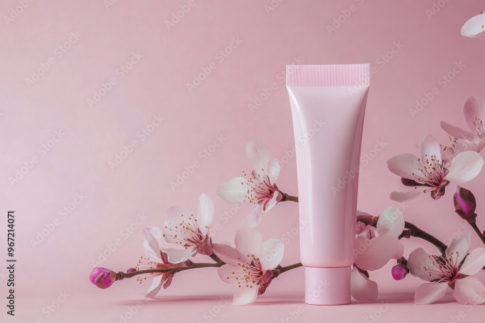 Natural cream products photoshoot with soft pink pastel tones Natural cream products photoshoot with soft pink pastel tones