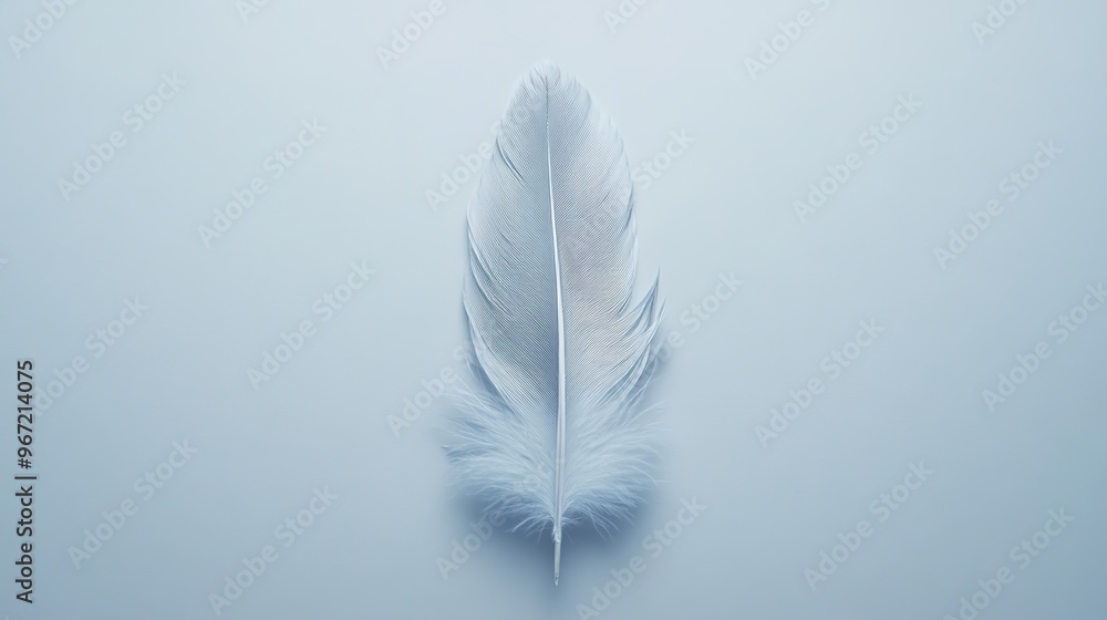 Obraz premium A delicate and enchanting magic feather, shimmering with a soft, iridescent glow. The feather’s intricate details and magical essence evoke a sense of wonder and fantasy, 
