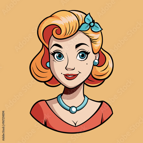 woman face vector retro beauty illustration