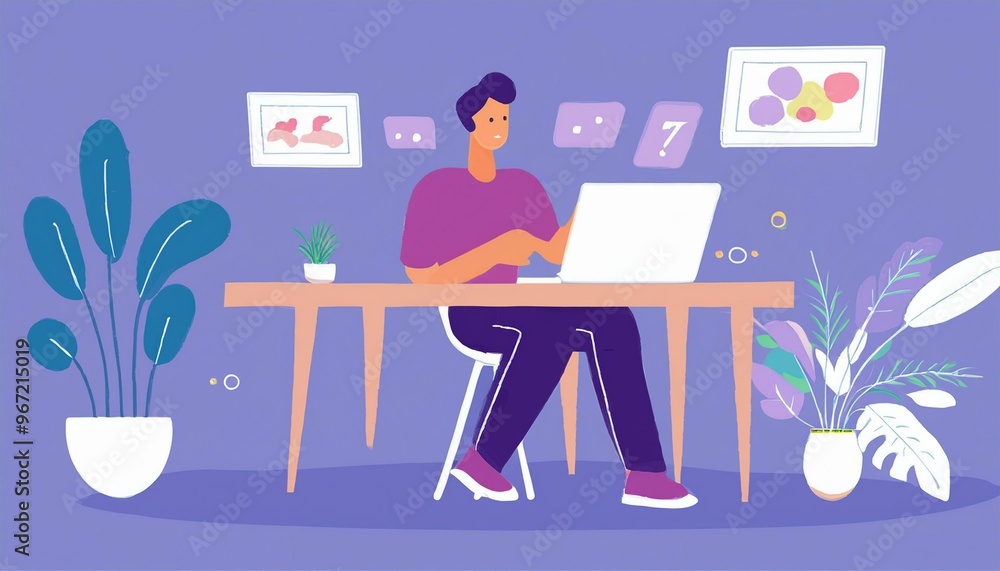 Person working remotely from the cozy home Person working remotely from the cozy home