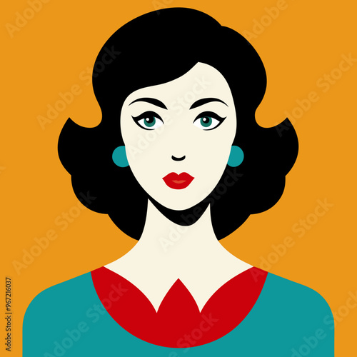 woman face vector retro beauty illustration