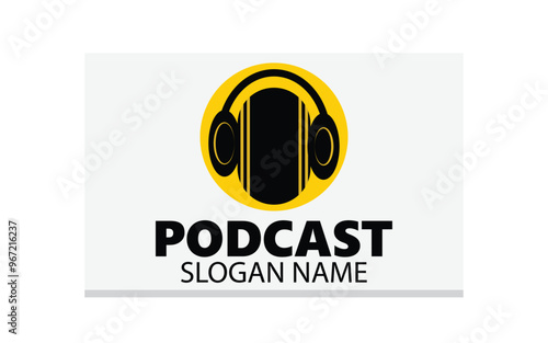 Detailed podcast logo template Free Vector
