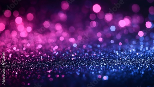 abstract bokeh Purple pink and blue glitters on a black background generative ai