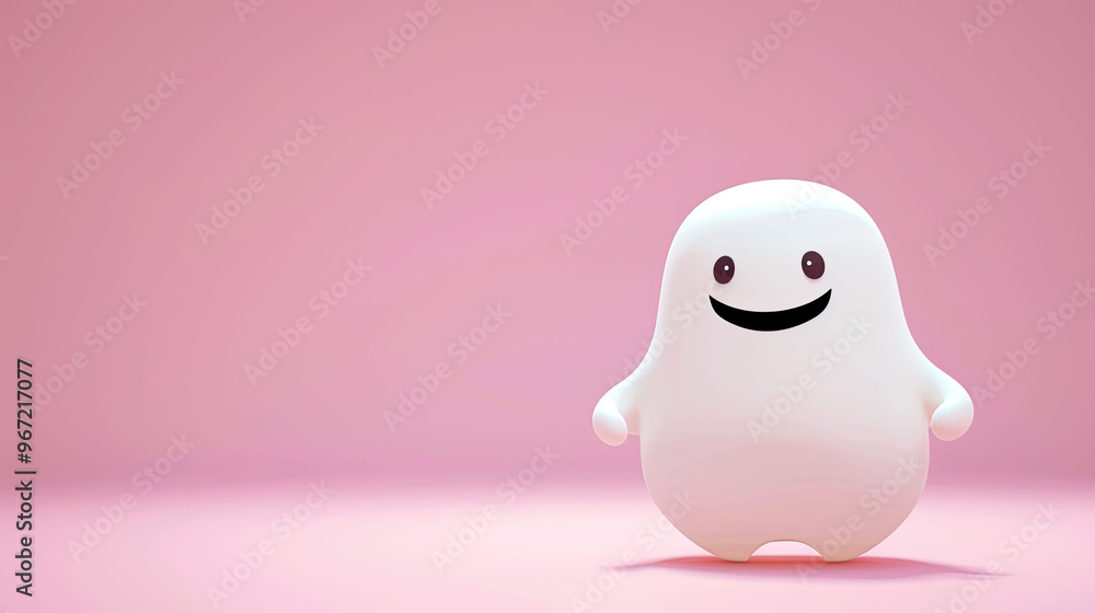 Cute cartoon ghost character 3D on pink background Cute cartoon ghost character 3D on pink background