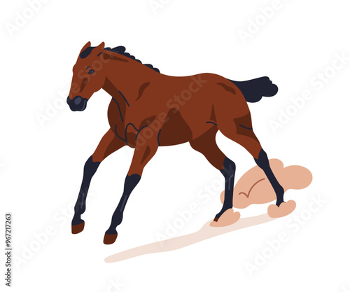 Horse rushing, galloping fast. Thoroughbred stallion running with speed. Powe...
