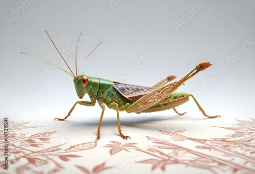 Giant Shield mantis closeup with self defense position on white background Shield mantis closeup photo