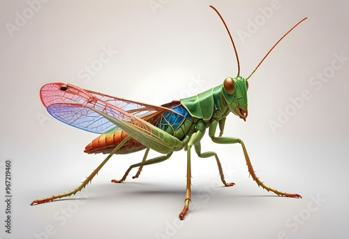 Giant Shield mantis closeup with self defense position on white background Shield mantis closeup