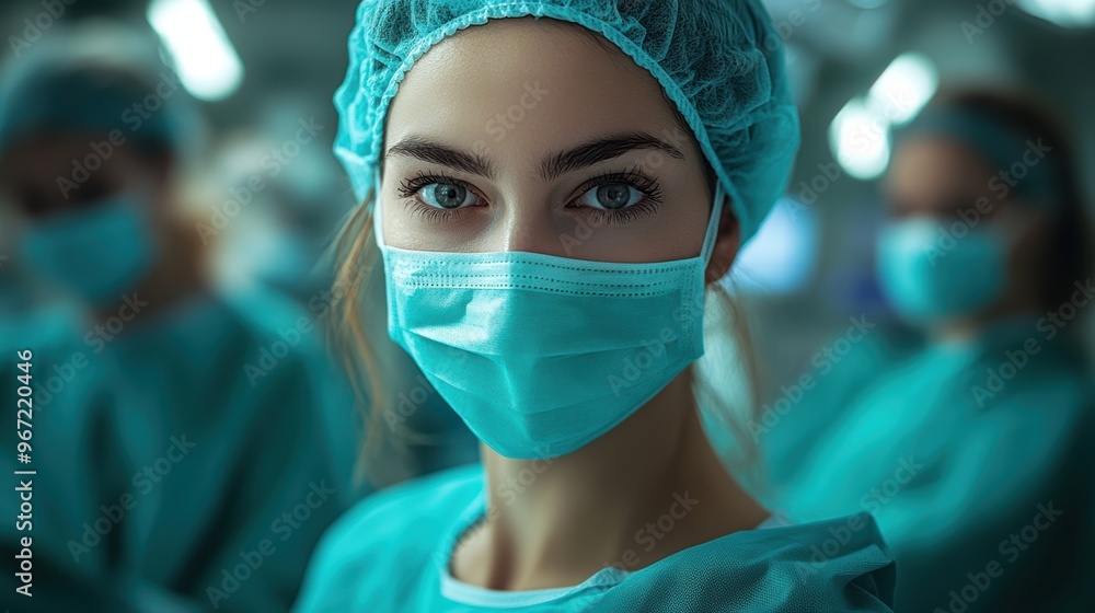 Precision Surgery in High-Tech Operating Room - Detailed Rendering of Surgical Tools and Equipment with Clear Facial Expressions Precision Surgery in High-Tech Operating Room - Detailed Rendering of Surgical Tools and Equipment with Clear Facial Expressions