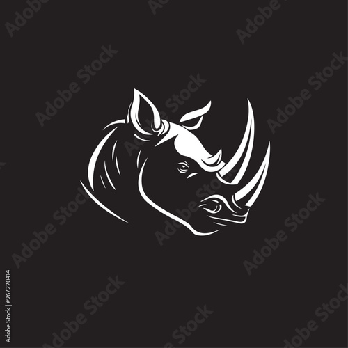 Rhinoceros in cartoon, doodle style . Image for t-shirt, web, mobile apps and ui. Isolated 2d vector illustration in logo, icon, sketch style, Eps 10, black and white. AI Generative