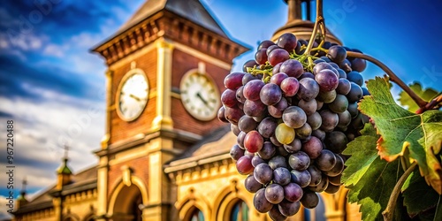 In the heart of a historic train station, a distressed Woolly Grape's tender moments are immortalized in a dramatic cave painting beneath a grand clock tower. photo