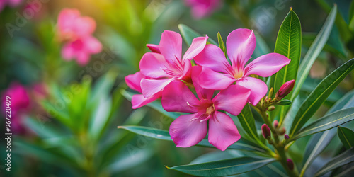 Close up of a vibrant pink oleander flower , pink, oleander, flower, close up, nature, bloom, petals, vibrant, botanical, garden