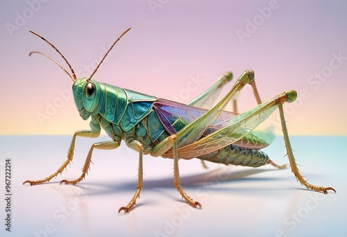 Giant Shield mantis closeup with self defense position on white background Shield mantis closeup