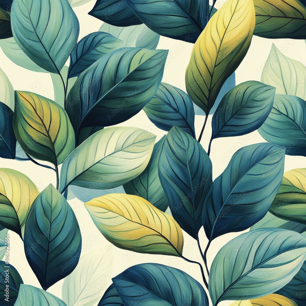 custom made wallpaper toronto digitalTropical Leaves Seamless Pattern - Green Foliage Background