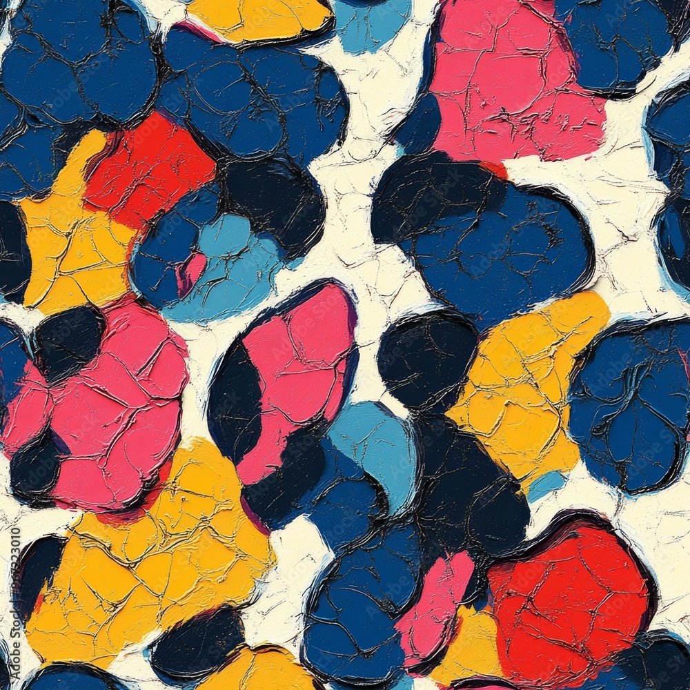 Obraz premium Abstract Colorful Shapes Seamless Pattern - Digital Art Print