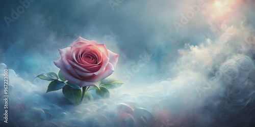 Wallpaper Mural A dreamy acrylic painting of a rose surrounded by mist , floral, nature, art, acrylic, painting, misty, dreamy, romantic Torontodigital.ca