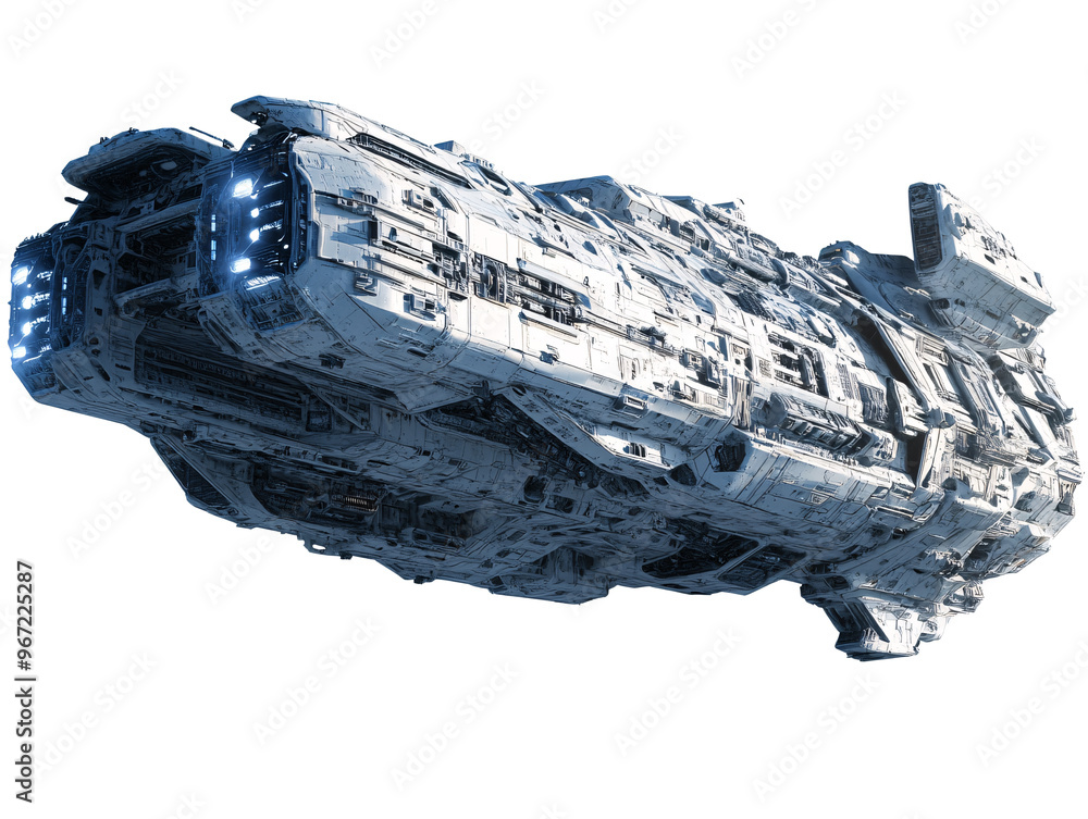 a white spaceship with blue lights a white spaceship with blue lights
