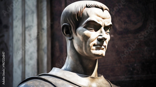 Niccolo Machiavelli, historical figure of man, stone monument. AI generated.