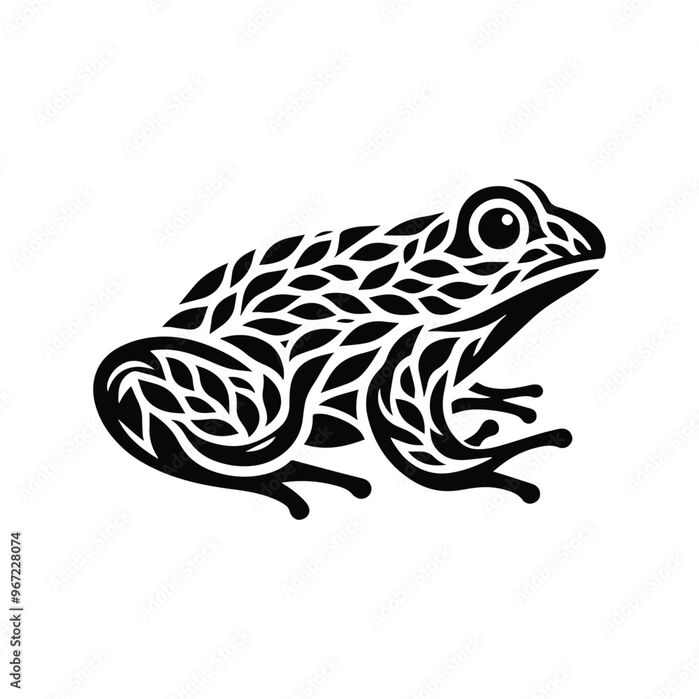 Bullfrog made by simple botanical drawing, black and white animal illustration Bullfrog made by simple botanical drawing, black and white animal illustration
