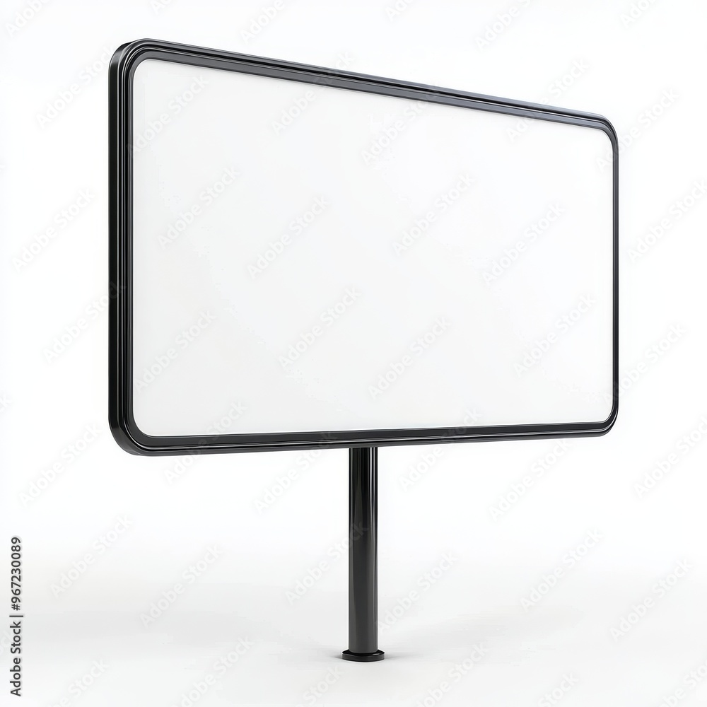 A Blank Road Sign Stands on a White Background A Blank Road Sign Stands on a White Background